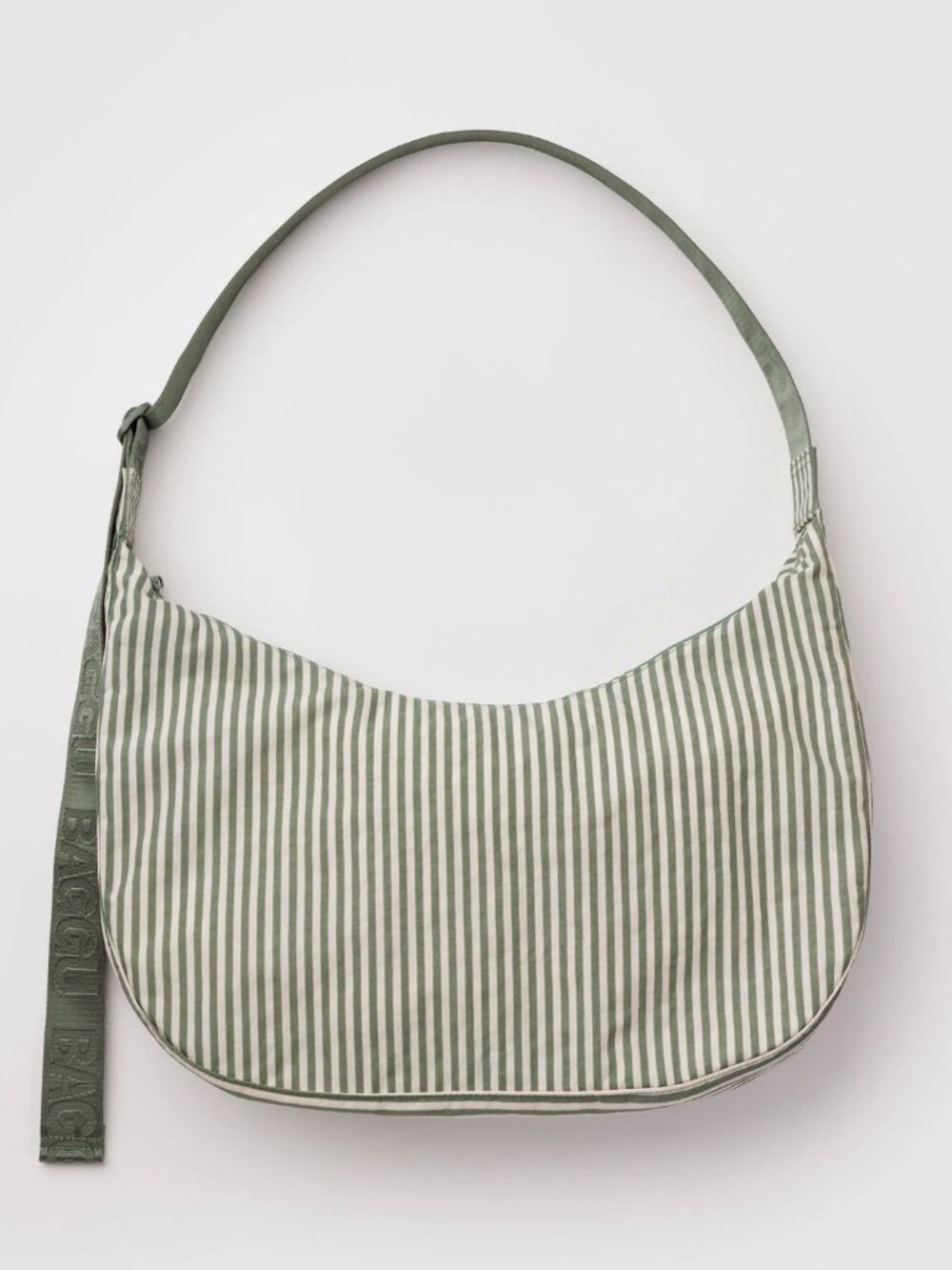 NWT Baggu Large Crescent Bag - Sage Stripe